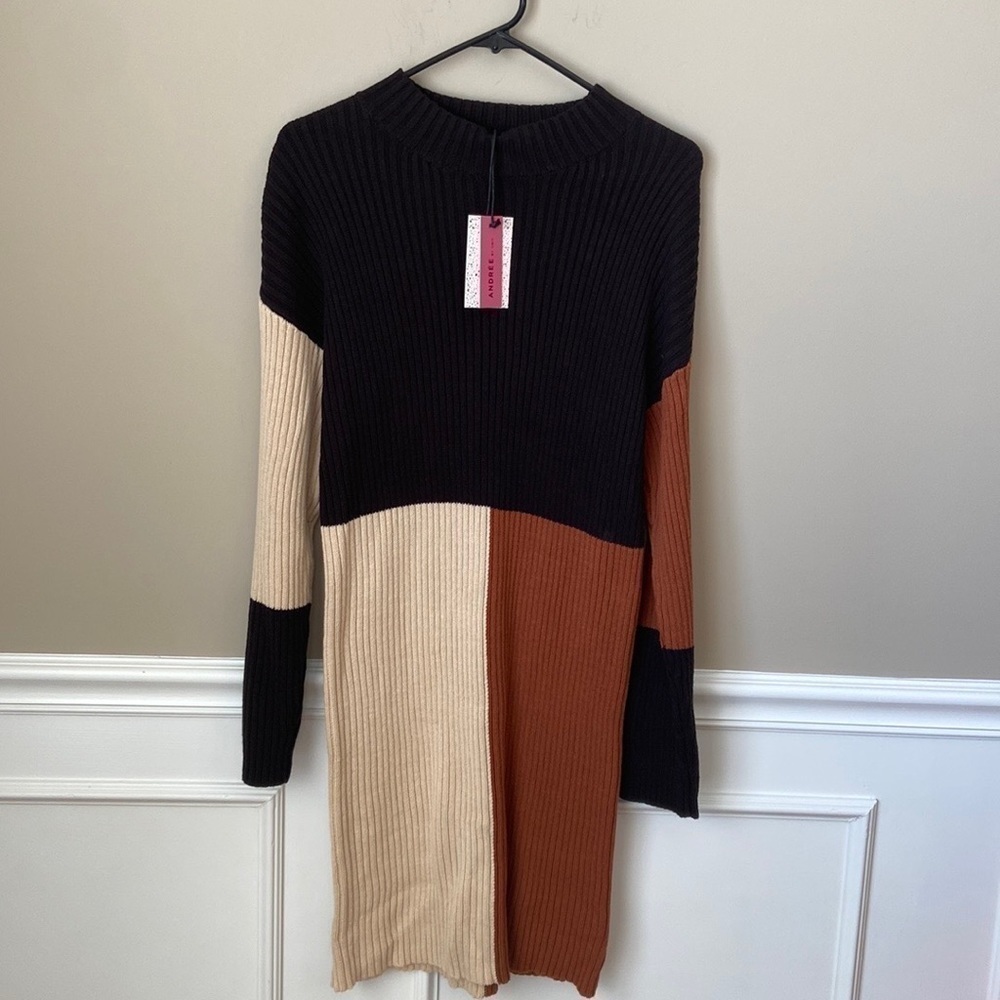 𝅺nwt Ribbed Colorblock Sweater‎ Dress